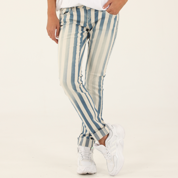 Γυναικείο παντελόνι STAFF JEANS 5-957.091.0.031 SNIZZY ριγέ λευκό μπλε Γυναικεία