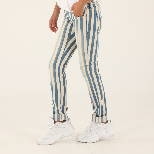 Γυναικείο παντελόνι STAFF JEANS 5-957.091.0.031 SNIZZY ριγέ λευκό μπλε Γυναικεία
