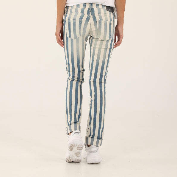 Γυναικείο παντελόνι STAFF JEANS 5-957.091.0.031 SNIZZY ριγέ λευκό μπλε Γυναικεία
