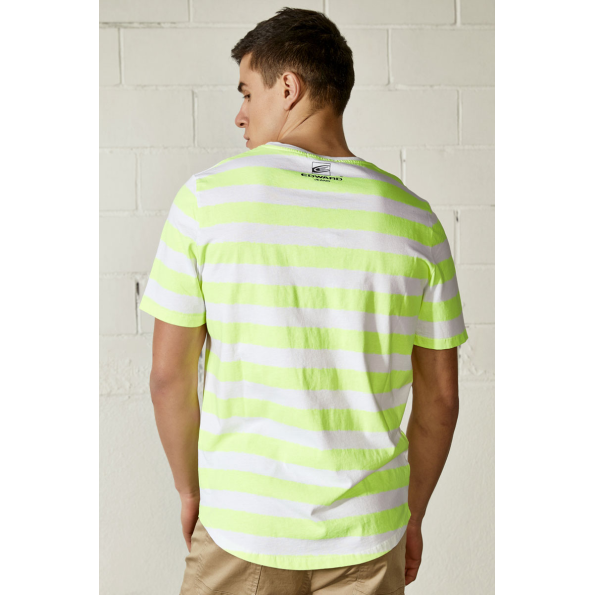 Ανδρικό t-shirt EDWARD JEANS MP-N-TOP-S20-022 ANGIO λευκό κίτρινο ριγέ Ανδρικά
