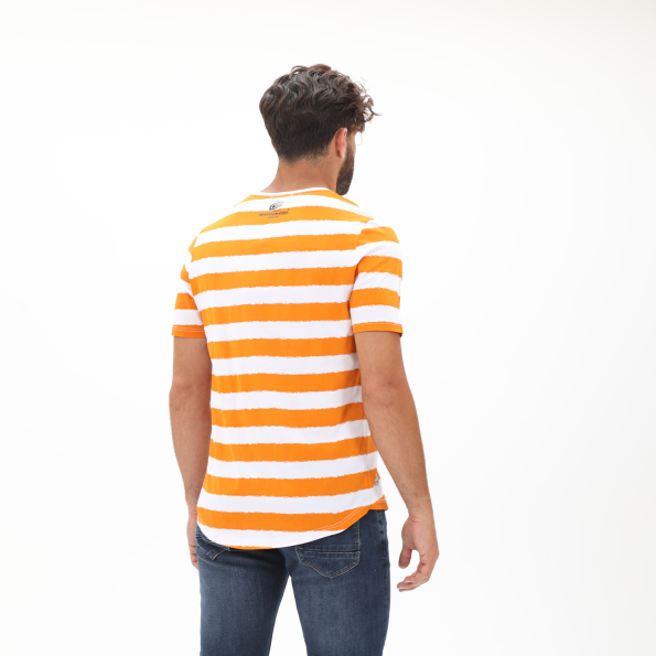 Ανδρικό t-shirt EDWARD JEANS MP-N-TOP-S20-022 ANGIO πορτοκαλί λευκό ριγέ Ανδρικά
