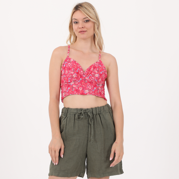 Γυναικείο cropped top ATTRATTIVO φούξια floral