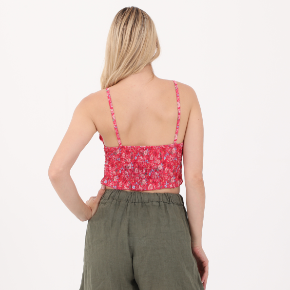 Γυναικείο cropped top ATTRATTIVO φούξια floral Γυναικεία