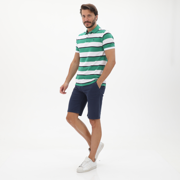 Ανδρική polo μπλούζα DORS 1128006.C01 ριγέ λευκό πράσινο Ανδρικά