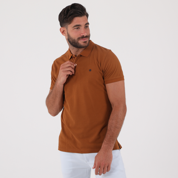 Ανδρική polo μπλούζα DORS καφέ Ανδρικά