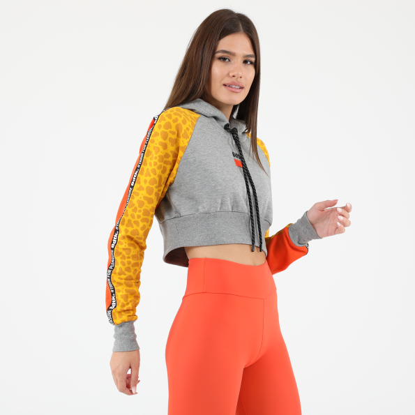 Γυναικεία cropped φούτερ μπλούζα BODYTALK γκρι κίτρινη Γυναικεία