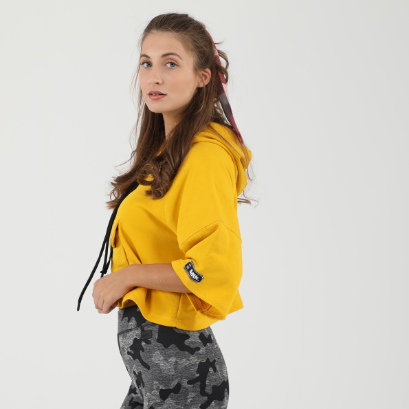 Γυναικεία cropped φούτερ μπλούζα BODYTALK SUNFLOWER κίτρινη Γυναικεία