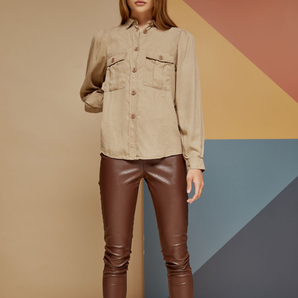 Γυναικείο μακρυμάνικο πουκάμισο EDWARD JEANS BENTLEY μπεζ Γυναικεία