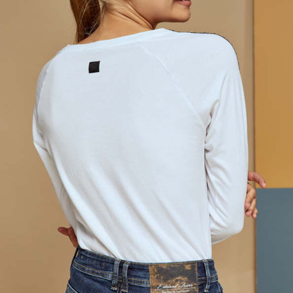 Γυναικεία μακρυμάνικη μπλούζα EDWARD JEANS WP-N-TOP-W21-003 FANA λευκή Γυναικεία