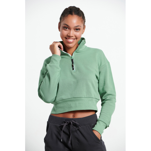 Γυναικεία cropped φούτερ μπλούζα BODYTALK 1222-903920 πράσινη