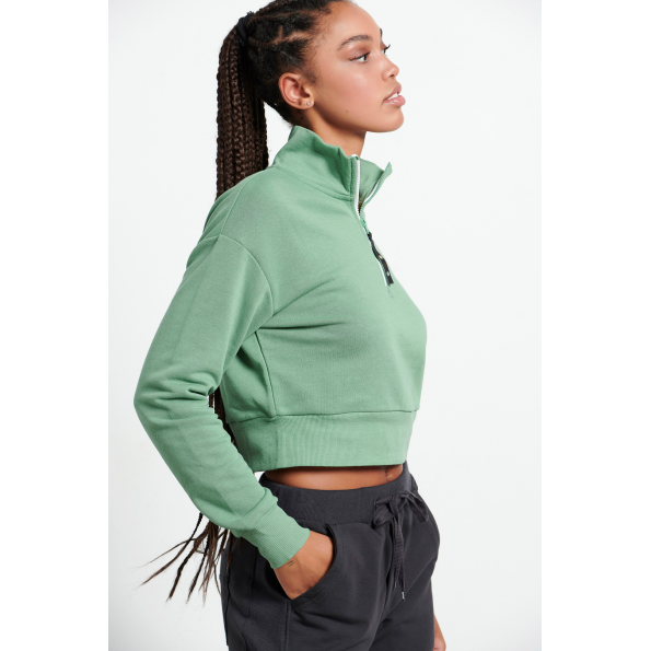 Γυναικεία cropped φούτερ μπλούζα BODYTALK 1222-903920 πράσινη Γυναικεία