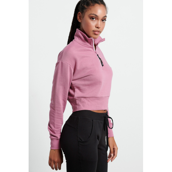 Γυναικεία cropped φούτερ μπλούζα BODYTALK 1222-903920 ροζ Γυναικεία