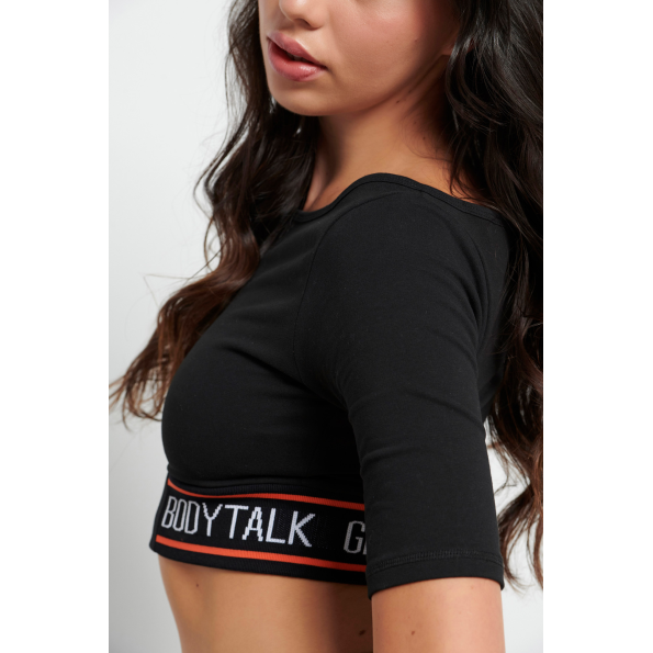 Γυναικεία cropped top BODYTALK 1222-904720 μαύρο Γυναικεία