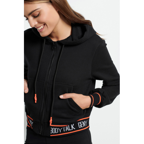 Γυναικεία cropped ζακέτα BODYTALK  1222-904722 μαύρη Γυναικεία