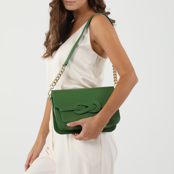 Γυναικεία δερμάτινη τσάντα FOLLI FOLLIE Fab n’ Classy πράσινη Γυναικεία