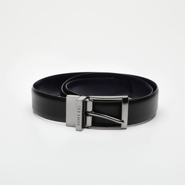 Ανδρική δερμάτινη ζώνη TED BAKER 250376 REVERSIBLE WOODGRAIN μαύρη