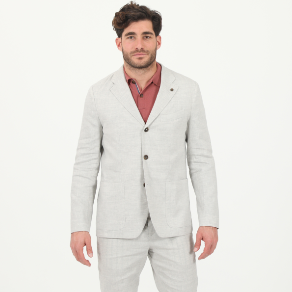 Ανδρικό σακάκι blazer YUCCA TED BAKER 252025 LINEN BLEND γκρι καφέ