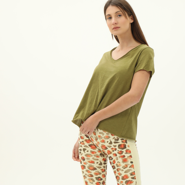Γυναικείο t-shirt BODYTALK BDTKWCL V-NECK λαδί