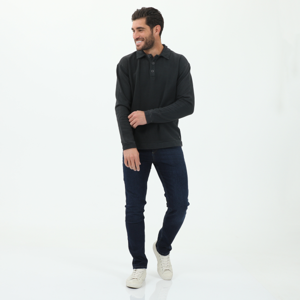 Ανδρική polo μπλούζα DIRTY LAUNDRY μαύρη Ανδρικά
