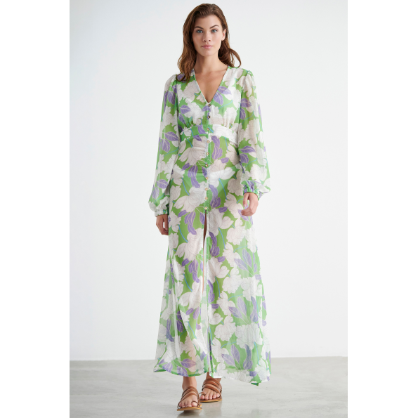 Γυναικείο φόρεμα beachwear SUGARFREE PINK TIGER LILY 22814205 λευκό πράσινο floral Γυναικεία