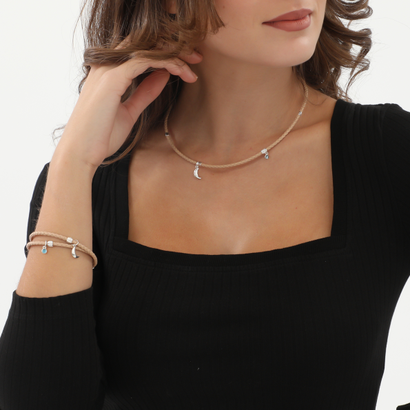 Γυναικείο κολιέ/βραχιόλι FOLLI FOLLIE Fashionable.Me με ασημένιο motif μισοφέγγαρο Γυναικεία