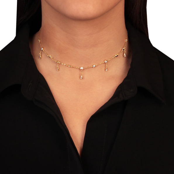 Γυναικείο ασημένιο κολιέ choker JEWELTUDE 14166 κίτρινο επιχρυσωμένο Γυναικεία