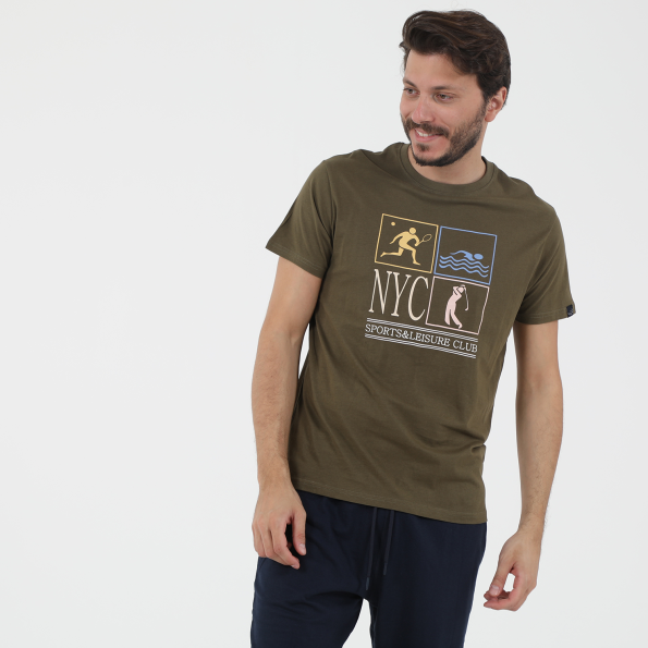 Ανδρικό t-shirt OCEAN SHARK OS06 SPORTS χακί