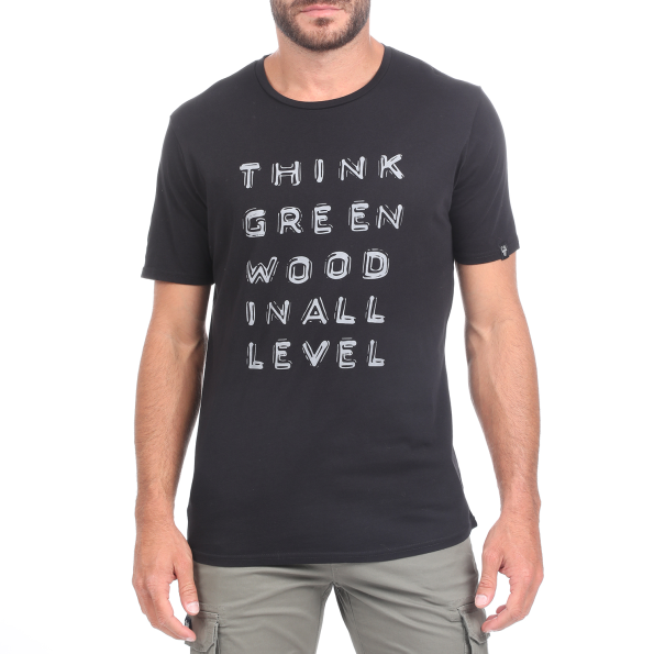Ανδρική κοντομάνικη μπλούζα GREENWOOD GRW33 WASHED μαύρη
