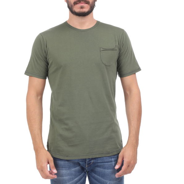 Ανδρική μπλούζα BATTERY SOLID GARMENT DYΕ χακί