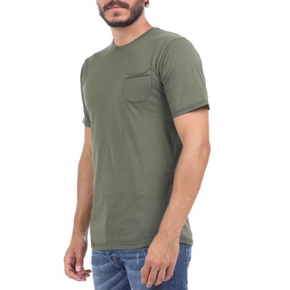 Ανδρική μπλούζα BATTERY SOLID GARMENT DYΕ χακί Ανδρικά
