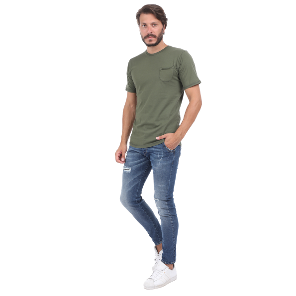 Ανδρική μπλούζα BATTERY SOLID GARMENT DYΕ χακί Ανδρικά