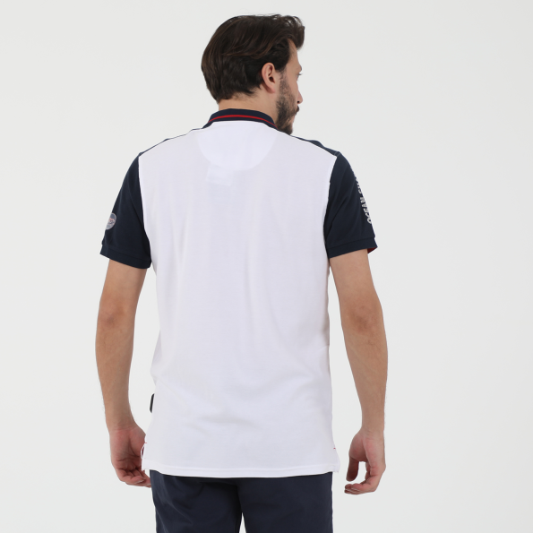 Ανδρική κοντομάνικη polo μπλούζα OCEAN SHARK POLO PIQUE λευκή μπλε Ανδρικά