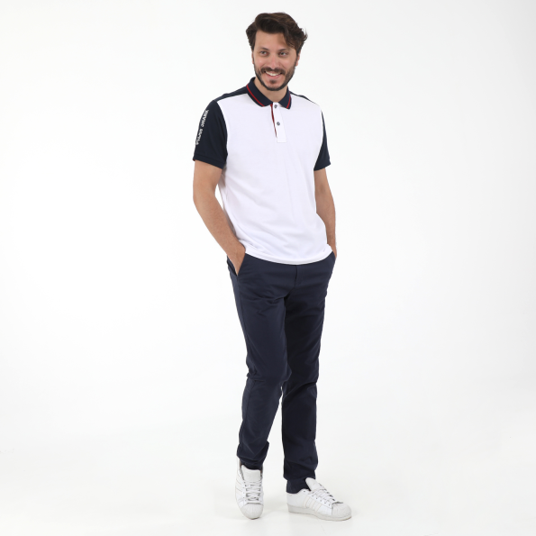Ανδρική κοντομάνικη polo μπλούζα OCEAN SHARK POLO PIQUE λευκή μπλε Ανδρικά