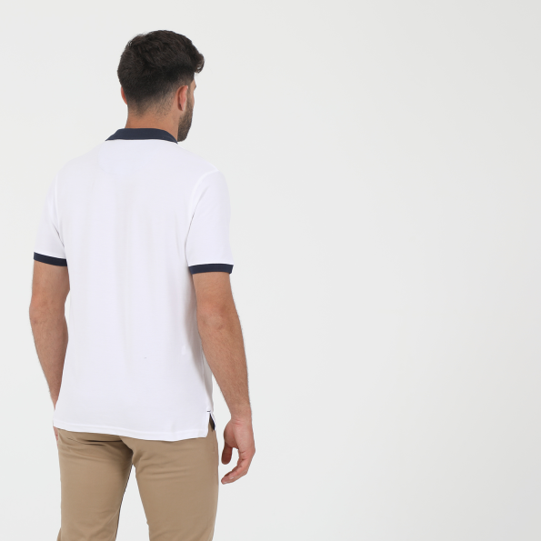 Ανδρική κοντομάνικη polo μπλούζα OCEAN SHARK POLO PIQUE CLASSIC COLLAR λευκή μπλε Ανδρικά