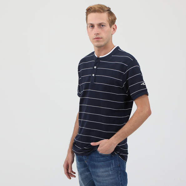 Ανδρική polo μπλούζα OCEAN SHARK POLO PIQUE MAO COLLAR ριγέ μπλε λευκή Ανδρικά