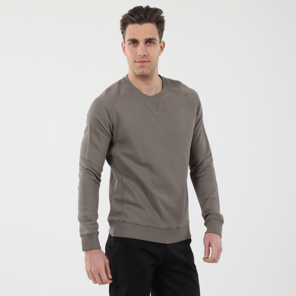 Ανδρική φούτερ μπλούζα DIRTY LAUNDRY DLMC0621F COLLEGE CREW καφέ ποντικί Ανδρικά