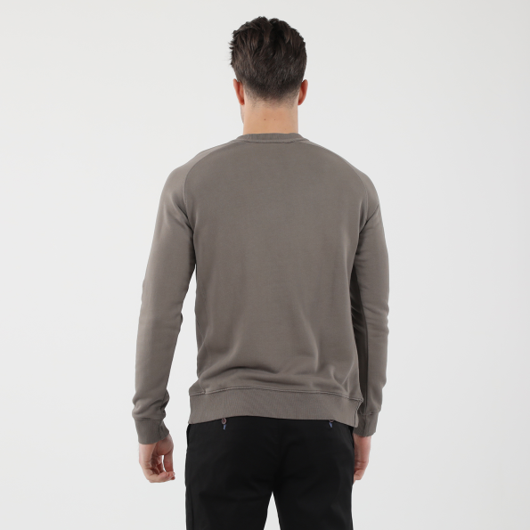 Ανδρική φούτερ μπλούζα DIRTY LAUNDRY DLMC0621F COLLEGE CREW καφέ ποντικί Ανδρικά