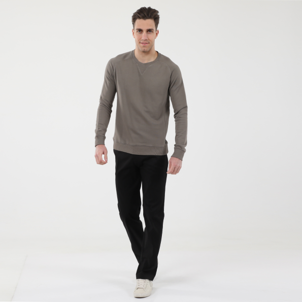 Ανδρική φούτερ μπλούζα DIRTY LAUNDRY DLMC0621F COLLEGE CREW καφέ ποντικί Ανδρικά