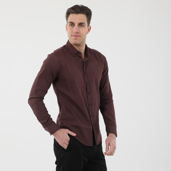 Ανδρικό πουκάμισο DIRTY LAUNDRY DLMS0521F REGULAR DOBBY μοβ Ανδρικά