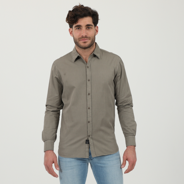 Ανδρικό πουκάμισο DIRTY LAUNDRY DLMS0621F REGULAR TWILL καφέ γκρι
