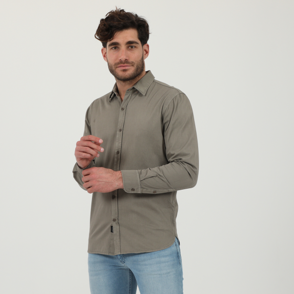 Ανδρικό πουκάμισο DIRTY LAUNDRY DLMS0621F REGULAR TWILL καφέ γκρι Ανδρικά