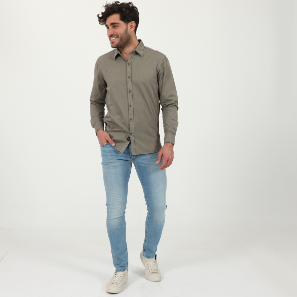 Ανδρικό πουκάμισο DIRTY LAUNDRY DLMS0621F REGULAR TWILL καφέ γκρι Ανδρικά