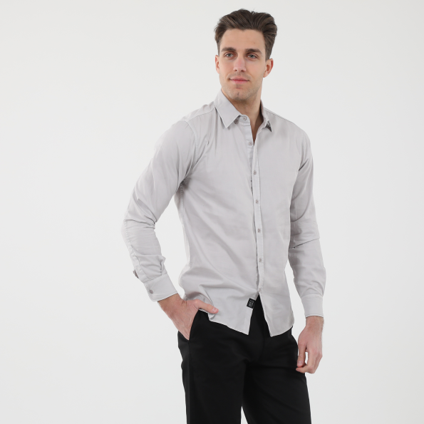 Ανδρικό πουκάμισο DIRTY LAUNDRY DLMS0621F REGULAR TWILL λευκό πάγου Ανδρικά