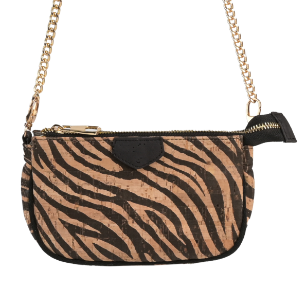 Γυναικεία τσάντα ώμου APOXYLO 381.2 BRUCE ZEBRA εκρού μαύρη