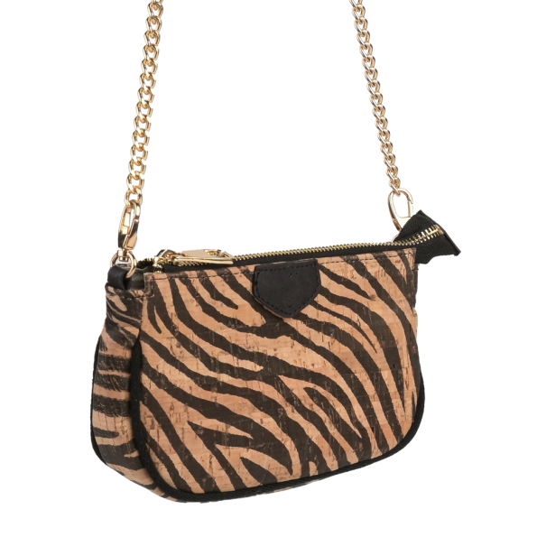 Γυναικεία τσάντα ώμου APOXYLO 381.2 BRUCE ZEBRA εκρού μαύρη Γυναικεία