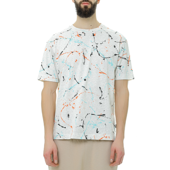 Ανδρικό t-shirt BOSS 50486513 Tepaint γκρι πολύχρωμο