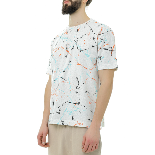 Ανδρικό t-shirt BOSS 50486513 Tepaint γκρι πολύχρωμο Ανδρικά