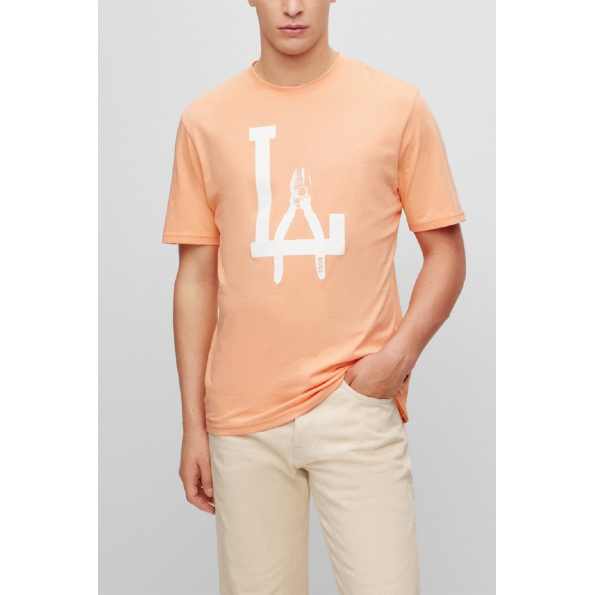 Ανδρικό t-shirt BOSS 50491713 TeeMeccano πορτοκαλί