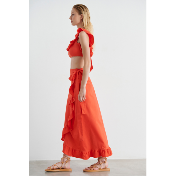 Γυναικεία μακριά φούστα beachwear SUGARFREE RIVERA 22814193 πορτοκαλί
