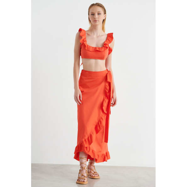 Γυναικεία μακριά φούστα beachwear SUGARFREE RIVERA 22814193 πορτοκαλί
